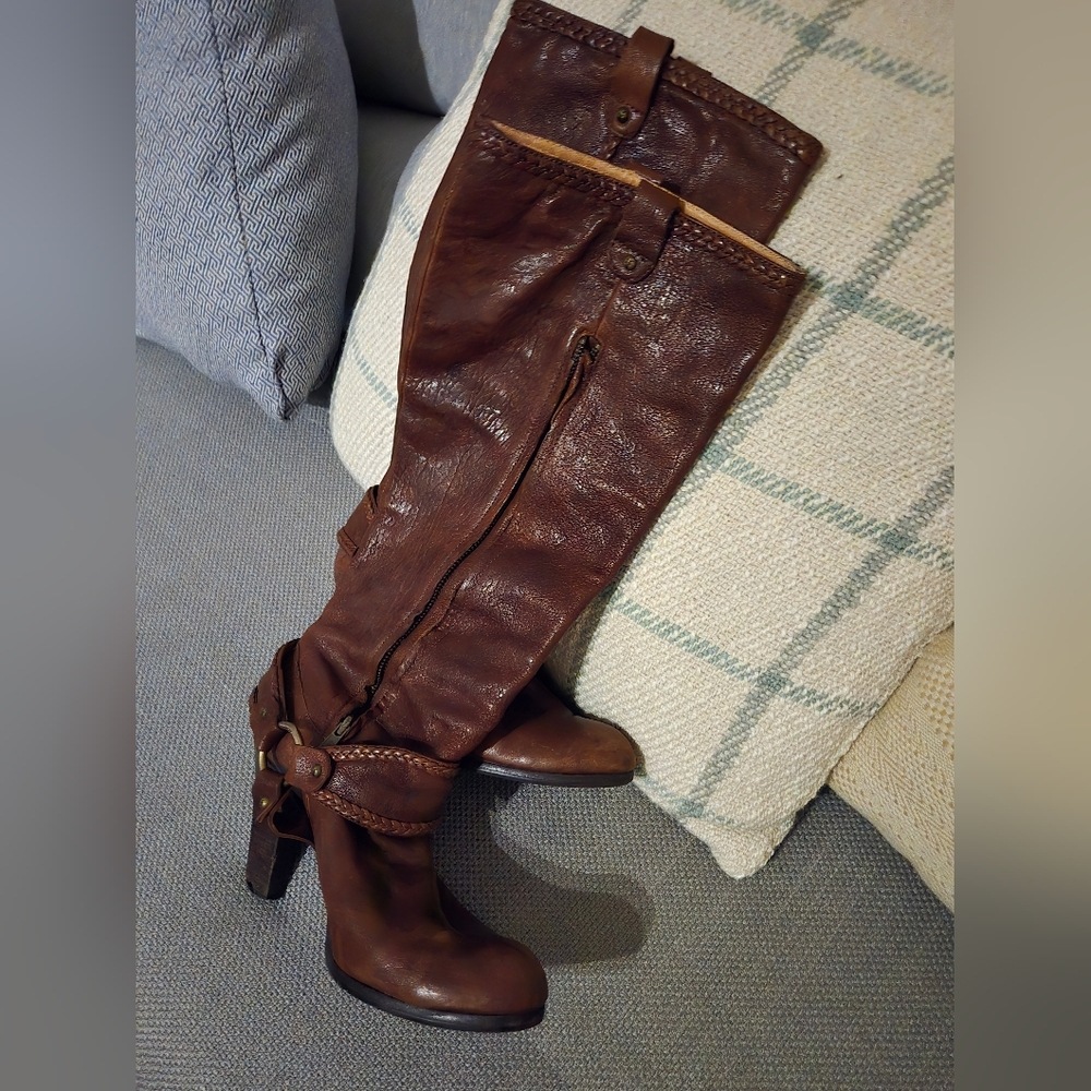 Frye Brown Leather Knee-High Boots